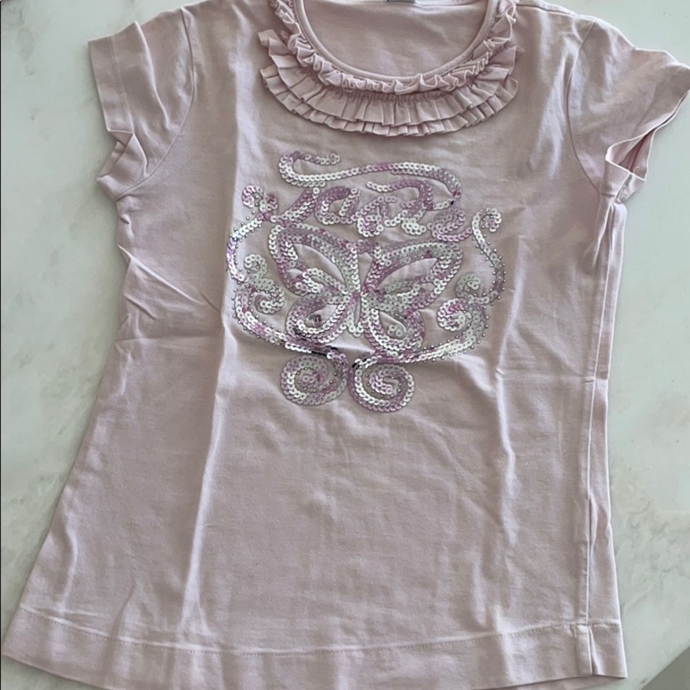 Zara Girls Pink S/S Tee-Size 7/8